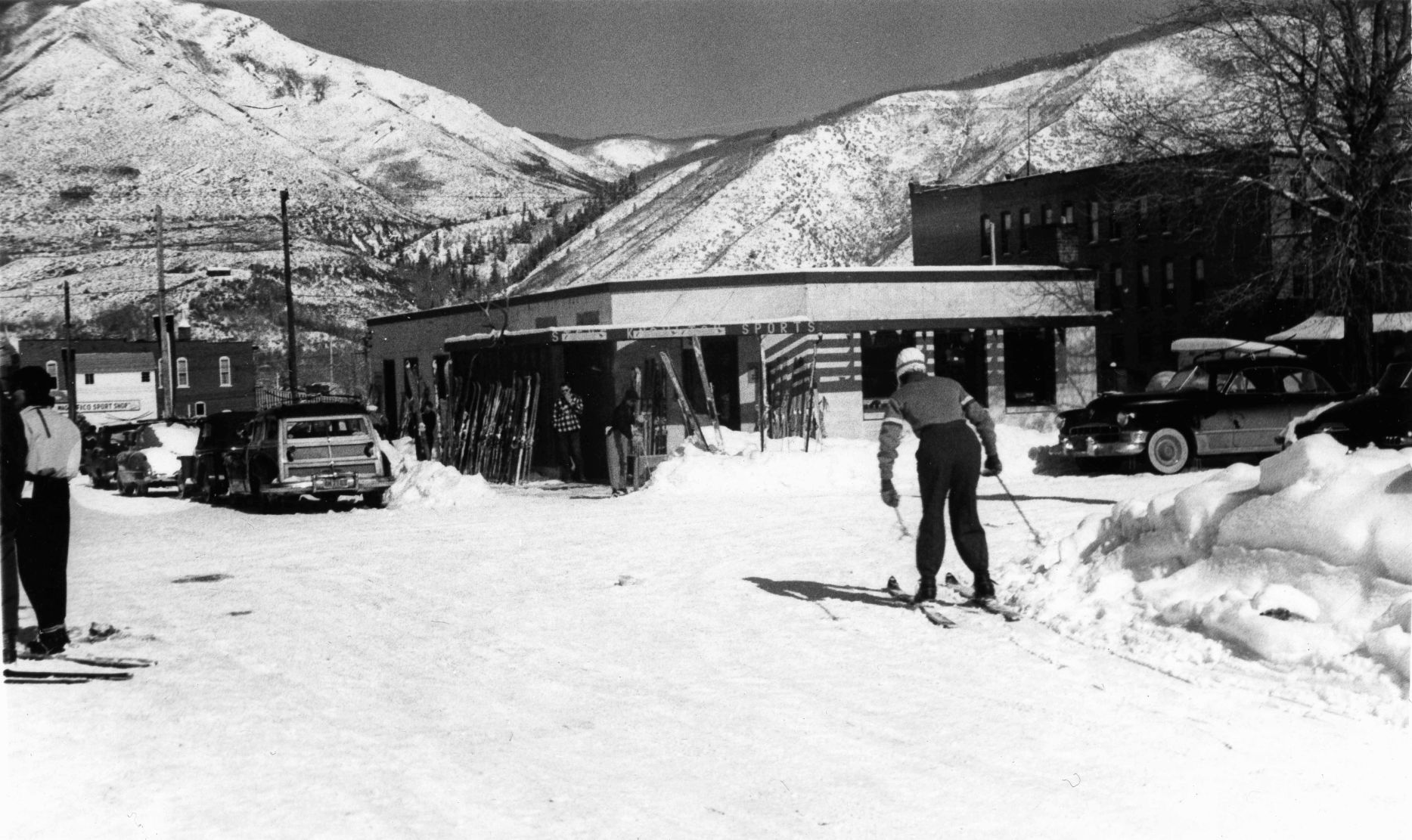 Flashback Friday: Ski racer in front of the Golden Horn restaurant